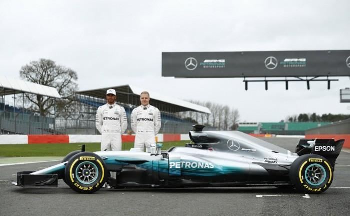 Lewis Hamilton and Valtteri Bottas with their new car. Lewis Hamilton, Valtteri Bottas, Mercedes, Formula One, Formula One news, Mercedes unveil their new car, Nico Rosberg