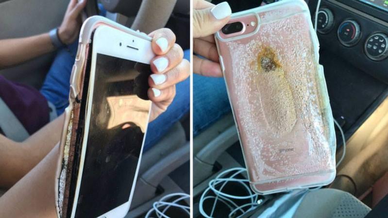 In picture: An Apple iPhone 7 that exploded in the US. Apple iPhone 7