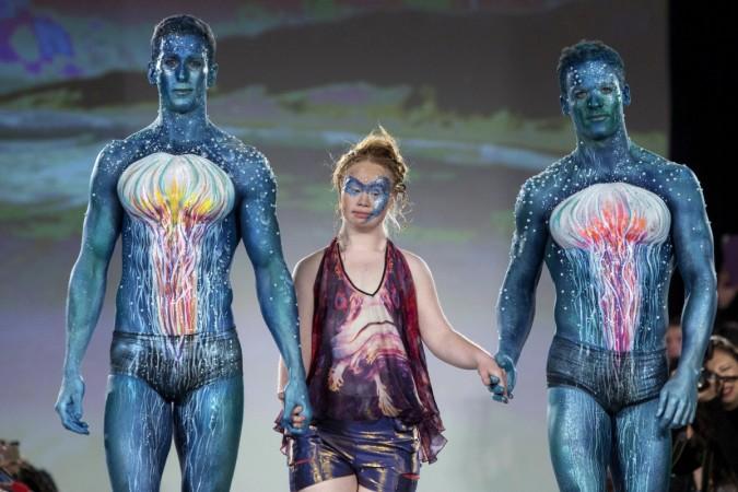 Madeline Stuart (Centre), Australian model with Down Syndrome during New York Fashion Week. Madeline Stuart