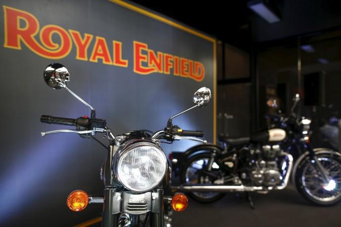 Royal Enfield motorcycles are displayed at Royal Enfield's flagship shore in Bangkok, Thailand, February 24, 2016 Royal Enfield