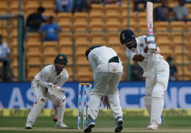India opener KL Rahul plays a shot through the offside against Australia, March 4, 2017 KL Rahul, India, Australia, Test match, Day 1