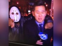 Reporter attacked by man in Friday the 13th mask during live broadcast