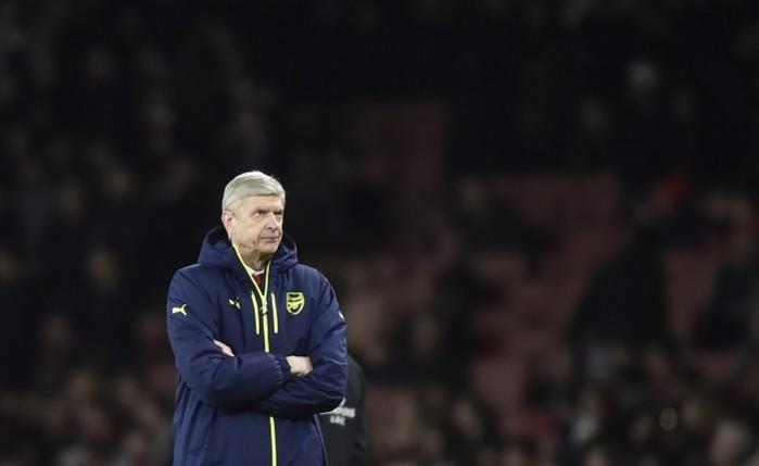 Arsene Wenger looks on in despair as Arsenal capitulate again in the Champions League, March 7, 2017 Arsene Wenger, Arsenal, Bayern Munich, Champions League, referee
