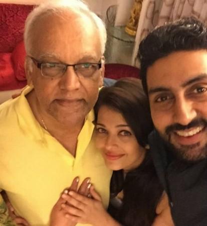 Aishwarya Rai Bachchan, her father and Abhishek Bachchan
