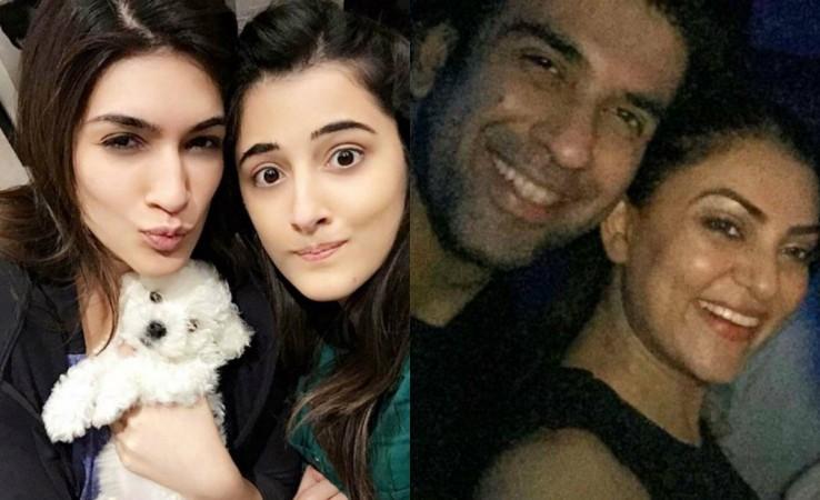 Kriti Sanon with sister Nupur, Sushmita Sen with brother Rajeev Kriti Sanon, Sushmita Sen