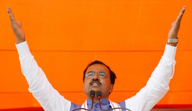 Keshav Prasad Maurya, the Uttar Pradesh state's president for the ruling Bharatiya Janata Party (BJP), gestures as he addresses an election campaign rally in Bah, in the central state of Uttar Pradesh, India, February 2, 2017. keshav prasad maurya, uttar pradesh assembly election 2017, up bjp chief keshav prasad maurya, who is keshav prasad maurya