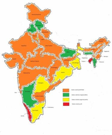 States of India ruled by BJP/NDA and Congress after Assembly Elections 2017. States of India ruled by BJP and Congress after Assembly Elections 2017
