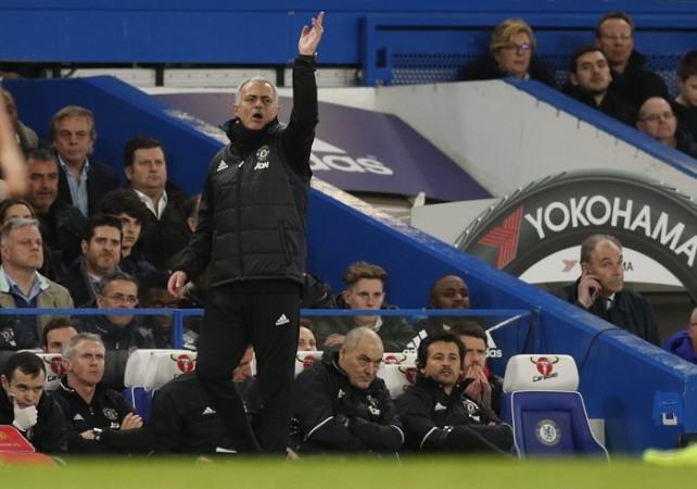 Manchester United manager Jose Mourinho gestures during the FA Cup quarterfinal against Chelsea, March 13, 2017 Jose Mourinho, Manchester United, Chelsea, FA Cup, quarterfinals