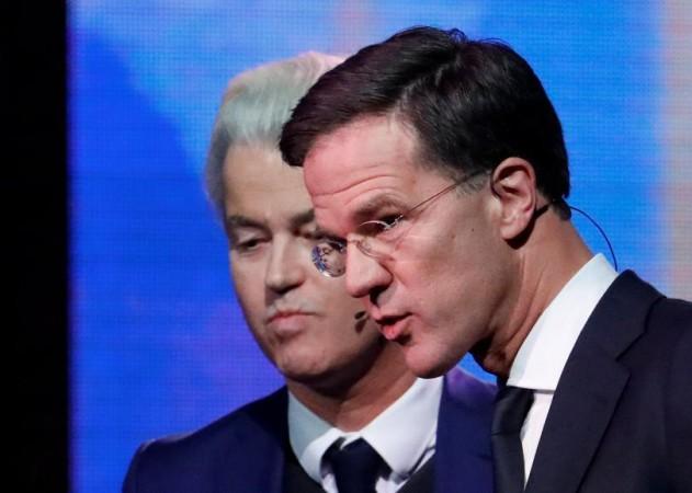 Geert Wilders (left) and Mark Rutte (right) during a debate Mark Rutte & Geert Wilders
