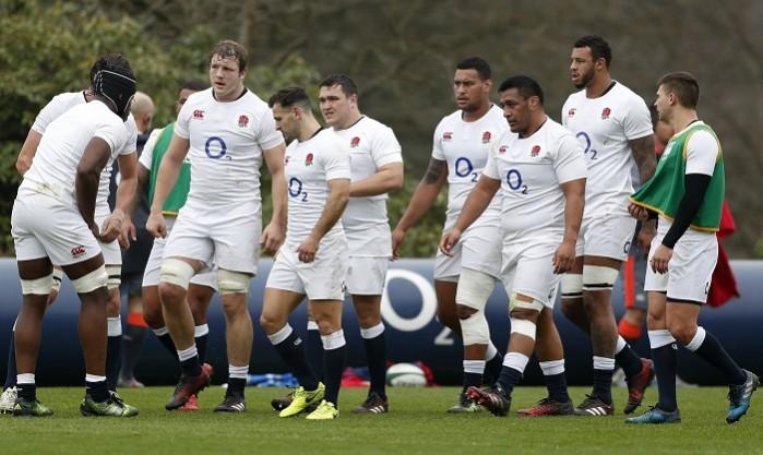 England players in a training session, March 16, 2017 England, rugby, Six Nations, Ireland, Eddie Jones