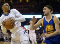 Russell Westbrook, Klay Thompson, Thunder vs Warriors, NBA,