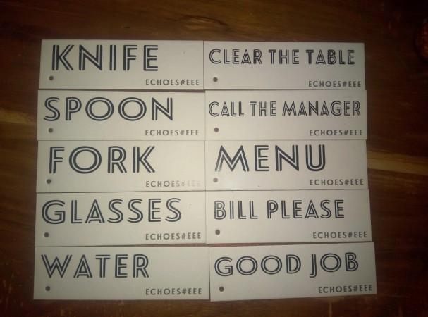 In picture: The cue cards at Echoes Koramangala. Echoes Koramangala