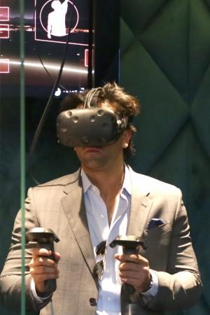 Actor Ranbir Kapoor during the inauguration of PVR Cinemas's HP virtual reality lounge at PVR ECX, Mall of India in Noida on March 20, 2017. pvr, pvr virtual reality lounge, pvr vr lounge, ranbir kapoor at pvr lounge, pvr multiplex, cinema chains in india, pvr share price