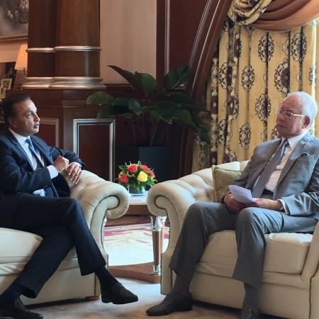 Reliance Capital Chairman Anil Ambani meets Malaysian Prime Minister Najib Razak in KualaLumpur, on March 10, 2017. reliance capital chairman anil ambani, anil ambani meets malaysian pm najib razak, reliance in malaysia, adag companies, reliance capital share price