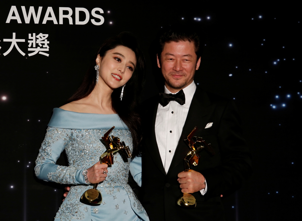 11th Asian Film Awards 2017 winners Fan Bingbing and Tadanobu Asano