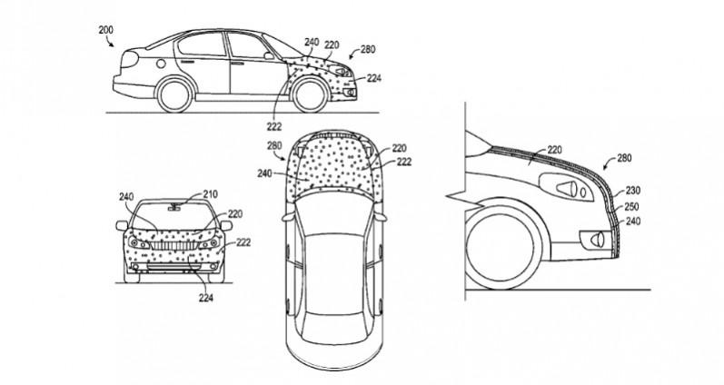 USPTO published Google's patent called Google's patent called Adhesive vehicle front end