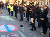 Londoners leave chalk messages of hope and peace in Trafalgar Square after terror attack
