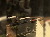 Las Vegas strip closed as gunman opens fire on bus