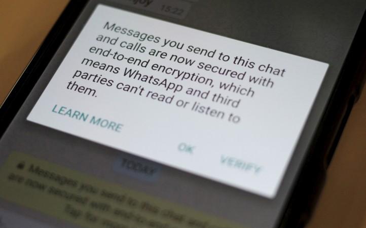 A security update message is seen on a Whatsapp message in this illustration photo April 6, 2016. WhatsApp messanger