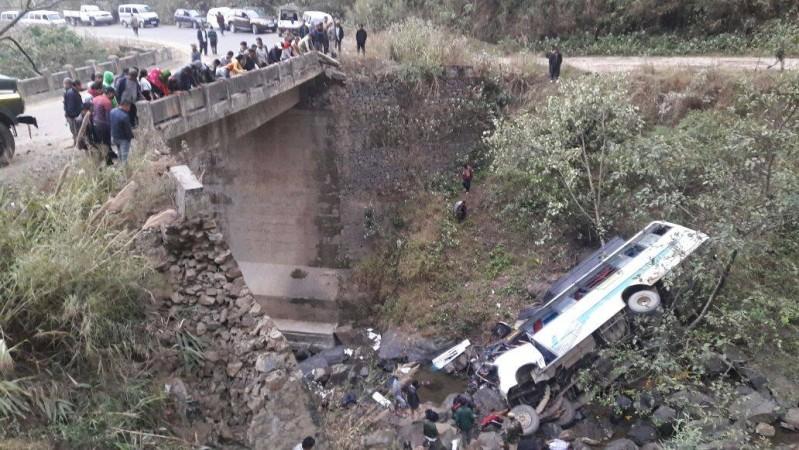 Bus accident at Chakhumai bridge in Manipur