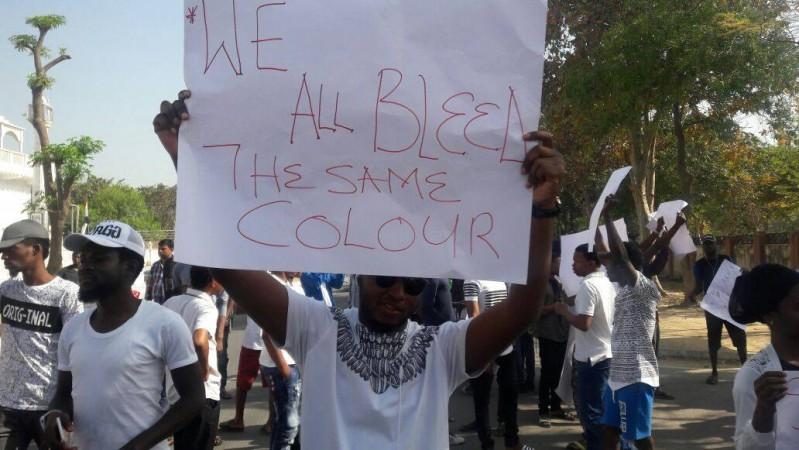Association of African Students in India protest on March 26 in Greater Noida african students protest in greater noida