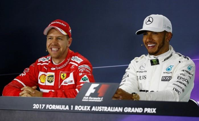 Sebastian Vettel and Lewis Hamilton. Lewis Hamilton, Sebastian Vettel, Formula one news, Australian Grand Prix, Chinese Grand Prix, 2017 Formula one season