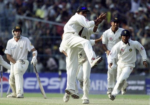 Sourav Ganguly and the rest of the India team celebrate their dramatic win over Australia in the Kolkata Test in 2001 Sourav Ganguly, India, Australia, Test series, Kolkata 2001