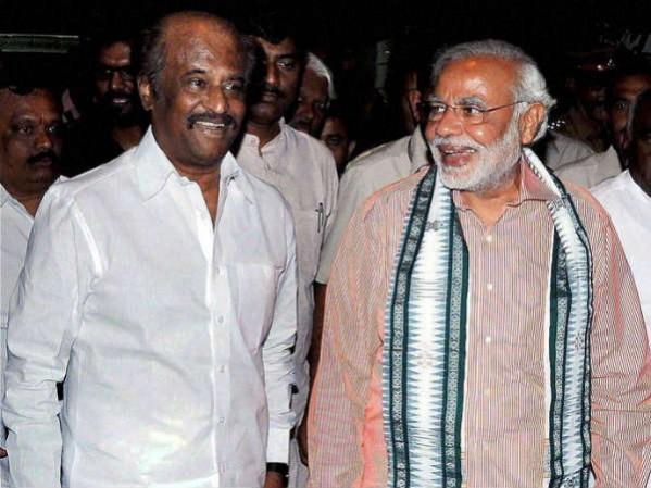 Rajinikanth with Prime Minister Narendra Modi. Narendra Modi with Rajinikanth