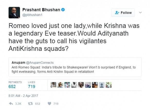 In picture: The offending tweet from Prashant Bhushan. Prashant Bhushan tweet