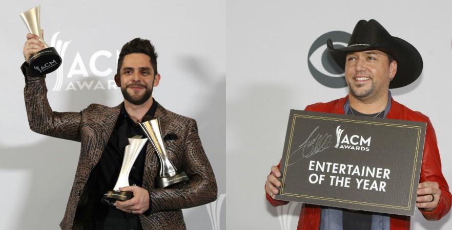 (L to R) Singer Thomas Rhett, who won Song of the Year for Academy of Country Music Awards