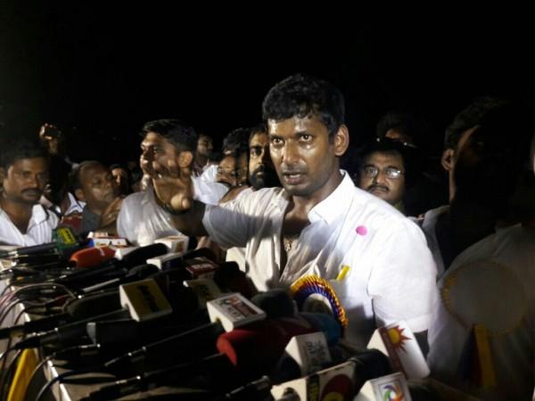 Vishal address media after his historic win at the Producers' Council elections. Vishal