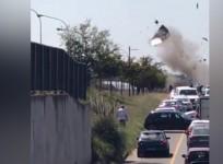 Robbers use explosives to blow up cash-in-transit van in Johannesburg, South Africa
