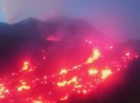 Amazing footage shows the slopes of Mount Etna glow red as lava flows