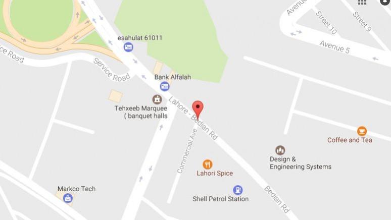 Map of the area where the blast took place. Lahore Blast