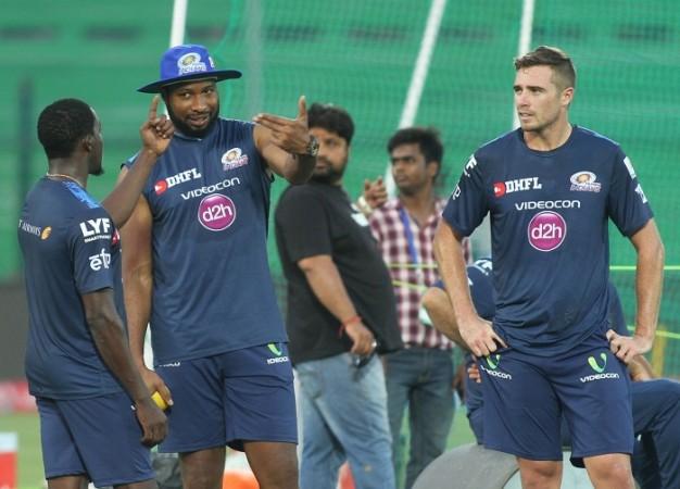 Kieron Pollard and Tim Southee. Kieron Pollard, Tim Southee, IPL 2017, RPS vs MI
