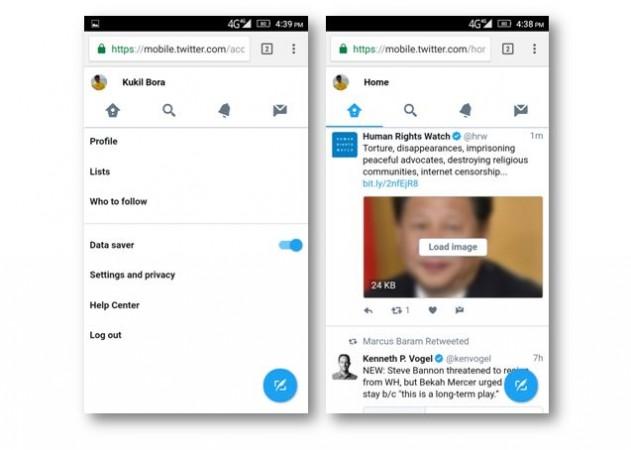 Tap on your profile picture to turn on the Twitter Lite