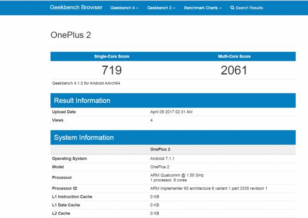 OnePlus 2 with Android 7.1.1 Nougat update re-appears on Geekbench; update release imminent? OnePlus 2, Android Nougat, Geekbench, software testing, OnePlus 2 Nougat update