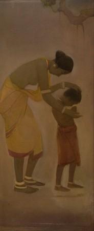 Jamini Roy – Mother and Child, oil on canvas, mid 1920. National Gallery of Modern Art collection Jamini Roy – Mother and Child, oil on canvas, mid 1920. National Gallery of Modern Art collection