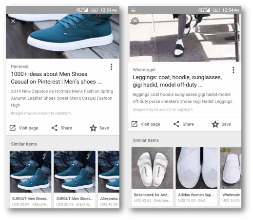 Google image search on mobile now lets you shop items. Google Image search