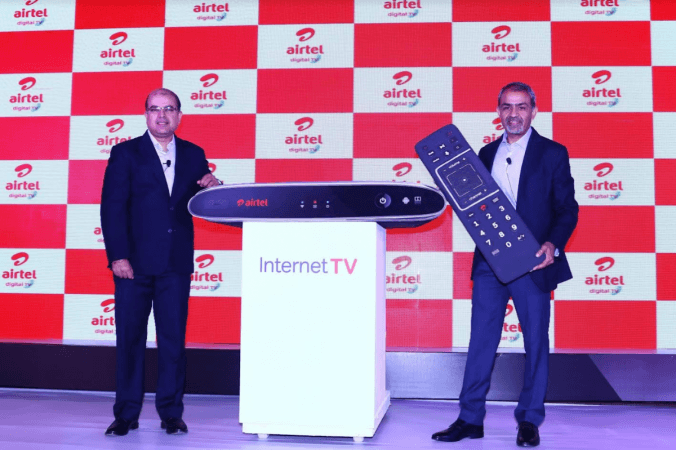 Airtel brings Internet TV to India; comes with Netflix, YouTube and more; (Right) Sunil Taldar, CEO and Director – DTH, Bharti Airtel and (Left) S. Sriram, CMO – DTH, Bharti Airtel unveil the Airtel Internet TV, India's first Hybrid DTH Set-top box, powered by Android TV that brings the best of Online World like Netflix, YouTube, Airtel Movies, gaming and much more to the TV screen along with a bouquet of 500 satellite TV channels Airtel Internet TV, Google Chromecast, Netflix, YouTube
