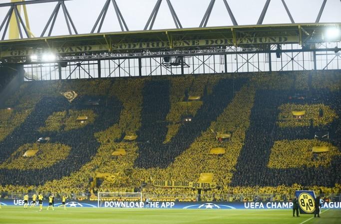 The Borussia Dortmund fans made their feelings known as well, April 12, 2017 Borussia Dortmund, fans, Westfalenstadion, Champions League, Monaco