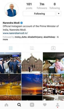 Prime Minister Narendra Modi Instagram account. Prime Minister Narendra Modi Instagram account