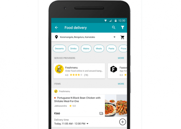 Google Areo is currently offering food delivery services from Fresh Menu, Faasos and Box8 Google Areo, food delivery, Fresh Menu, Faasos, Box8