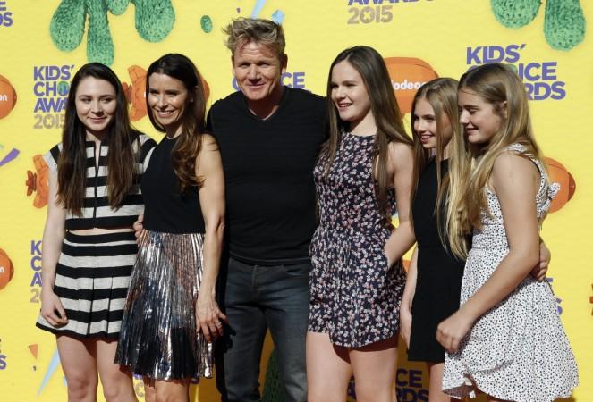 Chef Gordon Ramsay and his family arrive at the 2015 Kids' Choice Awards in Los Angeles, California March 28, 2015. Chef Gordon Ramsay,