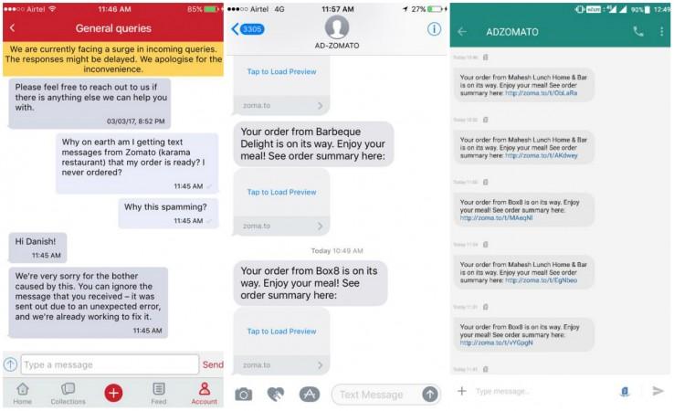 In picture: Screenshots of backdated Zomato orders coming to users. Zomato