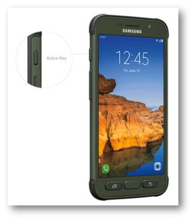 The Active key on the Galaxy S7 Active. Galaxy S7 Active