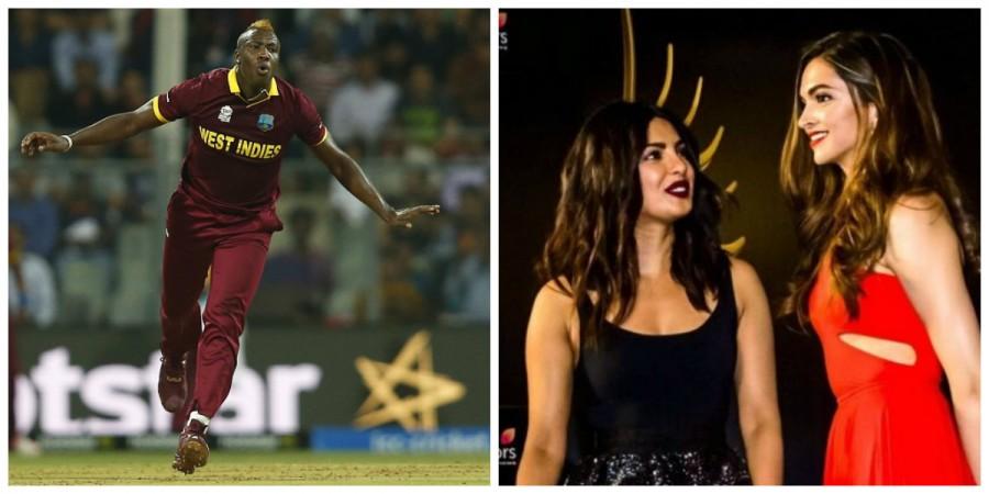 Andre Russell, Priyanka Chopra and Deepika Padukone Andre Russell, Priyanka Chopra and Deepika Padukone