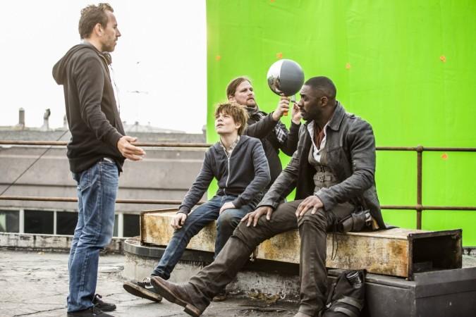 Director Nikolaj Arcel with Tom Taylor and Idris Elba on the set of The Dark Tower The Dark Tower