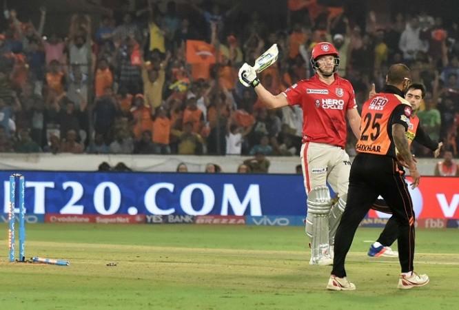 David Miller is disappointed after getting bowled by Rashid Khan, April 17, 2017 David Miller, Kings XI Punjab, Rashid Khan, Sunrisers Hyderabad, IPL 2017