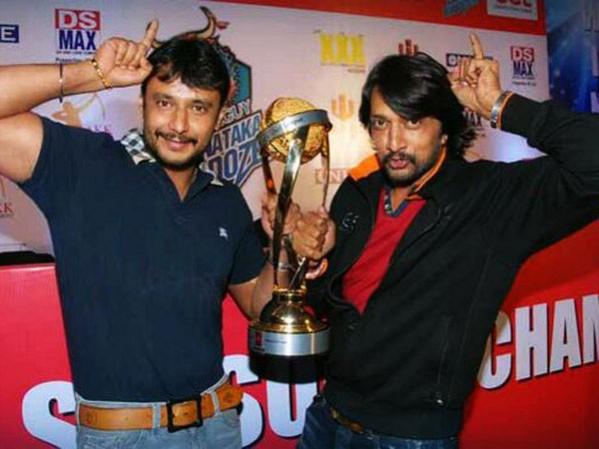 Sudeep with Darshan. Sudeep with Darshan
